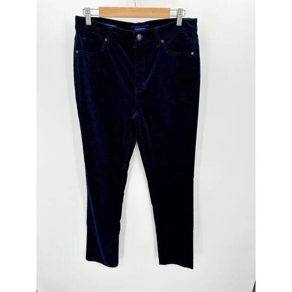 Talbots Deep Blue Corduroy High Waist Straight Leg Pants Women's Size 8 - Picture 1 of 10